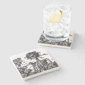 Dessous-de-verre En Pierre Skeletons et Rose (Côté)