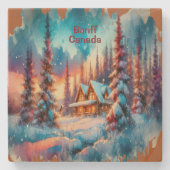 Dessous-de-verre En Pierre Sketch de l'aquarelle Banff Canada | (Devant)