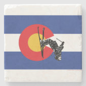 Dessous-de-verre En Pierre Ski du Colorado (Devant)