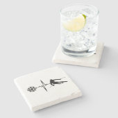 Dessous-de-verre En Pierre Ski - Ski Heartbeat (Côté)