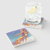 Dessous-de-verre En Pierre Skier nautique par McClelland Barclay (Côté)