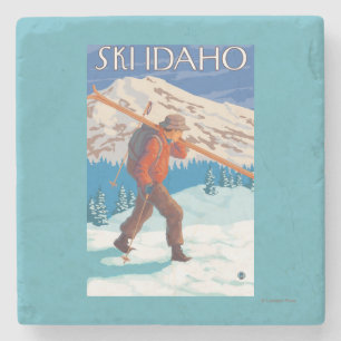 Dessous-de-verre En Pierre Skis de transport de neige de skieur - Idaho