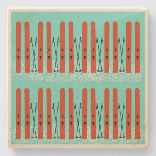 Dessous-de-verre En Pierre Skis rouges sur dessous de verre bleu