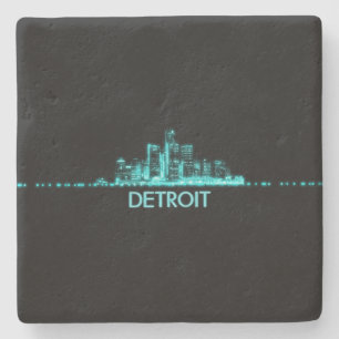 Dessous-de-verre En Pierre Skyline de Détroit
