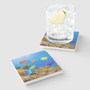Dessous-de-verre En Pierre SlipperyJoe's Fish Pride tropicale vert bleu pourp