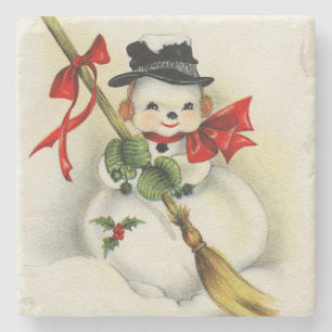 Dessous-de-verre En Pierre Snowman 001