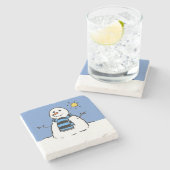 Dessous-de-verre En Pierre Snowman à Sunshine Noël (Côté)