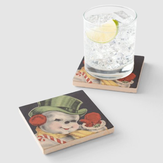 Dessous-de-verre En Pierre Snowman de Noël (Côté)