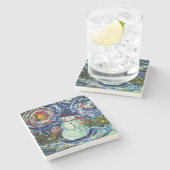 Dessous-de-verre En Pierre Snowman Holiday Stone Coaster (Côté)