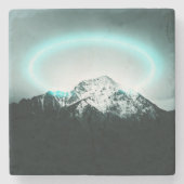 Dessous-de-verre En Pierre Snowy mountain mysterious blue neon light (Devant)