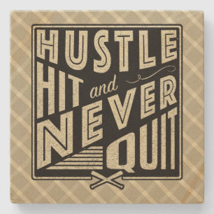 Dessous-de-verre En Pierre Softball Baseball Hustle, Hit & Never Quit Dessous