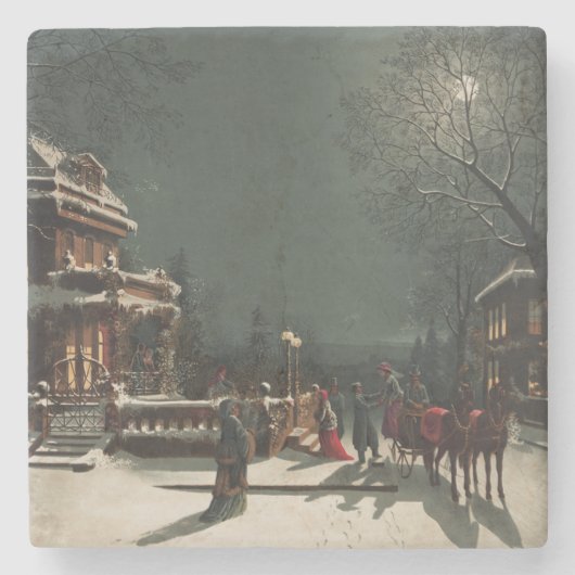 Dessous-de-verre En Pierre Soirée de Noël (Devant)