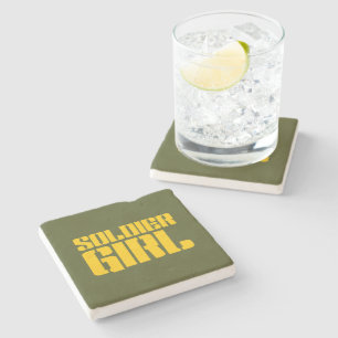 DESSOUS-DE-VERRE EN PIERRE SOLDIER GIRL