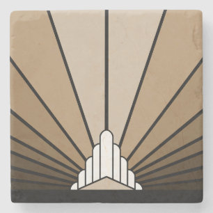 Dessous-de-verre En Pierre Soleil Art déco bronzé