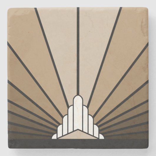 Dessous-de-verre En Pierre Soleil Art déco bronzé (Devant)