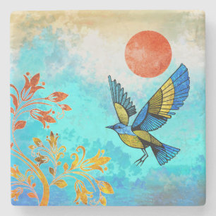 Dessous-de-verre En Pierre Soleil de l'arbre d'oiseaux