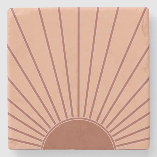 Dessous-de-verre En Pierre Soleil Earth Tones Sunrise Brown Rust Retro Sunshi (Devant)