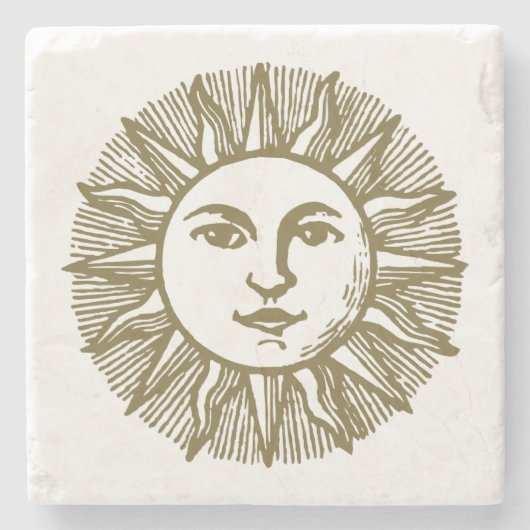 Dessous-de-verre En Pierre Soleil Esotérique Or (Devant)