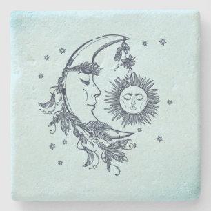 Dessous-de-verre En Pierre Soleil et Lune