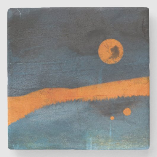 Dessous-de-verre En Pierre Soleil orange Abstrait (Devant)