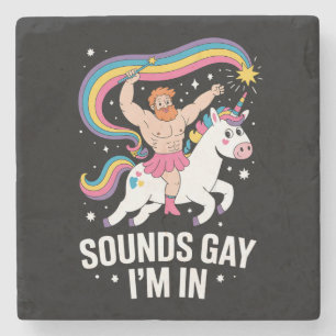 Dessous-de-verre En Pierre Son Gay Je Suis En Homme Portant Jupe Licorne LGBT