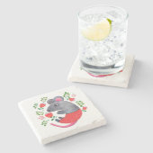 Dessous-de-verre En Pierre souris dessinée (Côté)