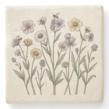 Sous-verre de fleur sauvage botanique vintage – Ar