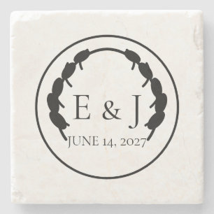Dessous-de-verre En Pierre Sous-verre en pierre de mariage à monogramme botan