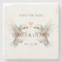 Sous-verre en pierre pour faire-part de mariage de