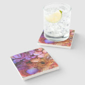 Dessous-de-verre En Pierre Sous-verre Fleurs Romantiques (Côté)