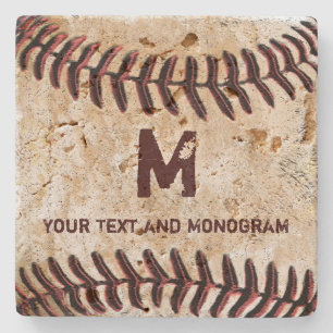 Dessous-de-verre En Pierre Sous-verres de baseball vintage Votre monogramme e