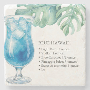 Dessous-de-verre En Pierre Sous-verres de liqueur de recette de Blue Hawaii