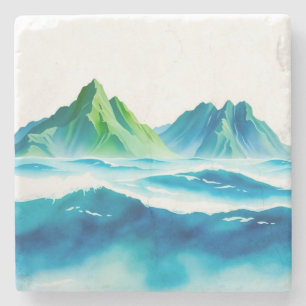 Dessous-de-verre En Pierre Sous-verres élégants de montagne à l'aquarelle M