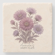 Sous-verres Fleur d'Aster, Floral Personnalisé