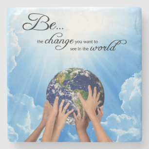 Dessous-de-verre En Pierre Soyez le changement - Gandhi Magnet