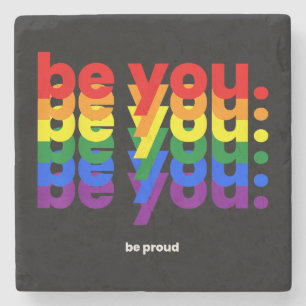 Dessous-de-verre En Pierre Soyez vous soyez fier LGBTQ Fierté Arc-en-ciel Les