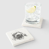 Dessous-de-verre En Pierre Spinone Dog Coaster – Black & White Ink Headshot (Côté)
