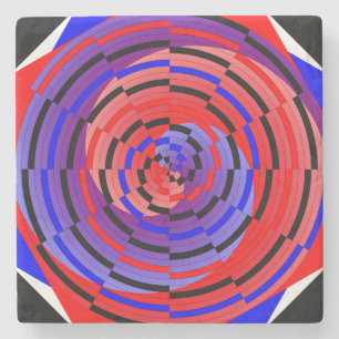 Dessous-de-verre En Pierre Spirale contre le rouge et le bleu par Kenneth Yon