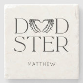 Dessous-de-verre En Pierre Squelette noir moderne effrayant Dadster Halloween (Devant)