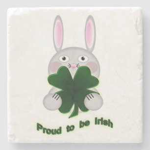 Dessous-de-verre En Pierre St. Patricks Bunny Fier d'être Shamrock irlandais