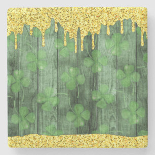 Dessous-de-verre En Pierre St. Patrick's Day Shamrock Parties scintillant Gol