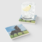 Dessous-de-verre En Pierre Stallion noir (Côté)