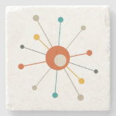 Dessous-de-verre En Pierre Starburst atomique rouge Turquoise jaune moyen (Devant)