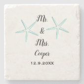 Dessous-de-verre En Pierre Starfish Custom Couple Nom Plage Mariage tendance (Devant)