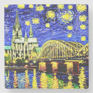 Dessous-de-verre En Pierre Starry Night Cologne Allemagne Cathédrale