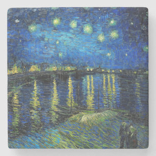 Dessous-de-verre En Pierre Starry Night Over the Rhone par Vincent Van Gogh