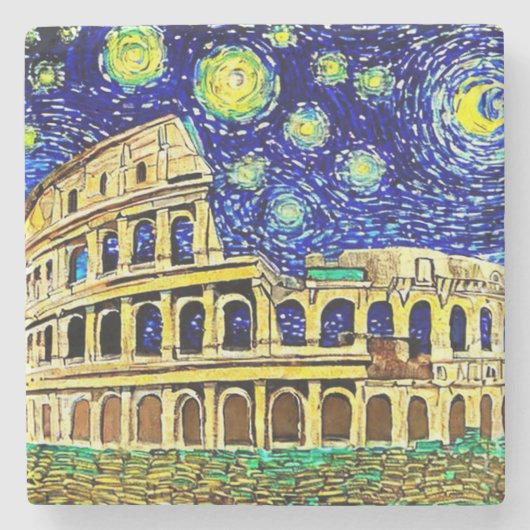 Dessous-de-verre En Pierre Starry Night Rome Italie (Devant)