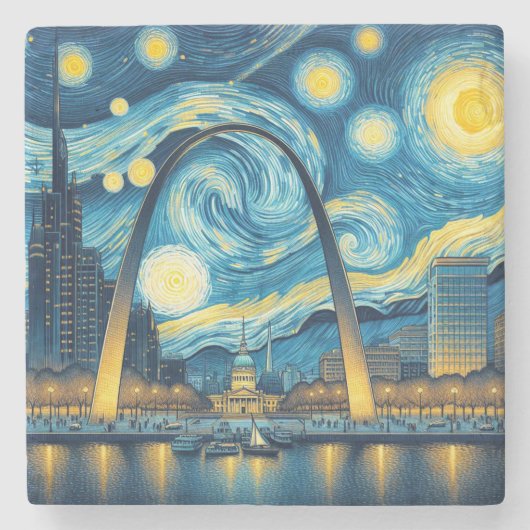 Dessous-de-verre En Pierre Starry Night St. Louis Missouri (Devant)