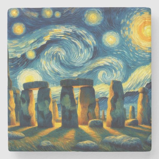 Dessous-de-verre En Pierre Starry Night Stonehenge (Devant)