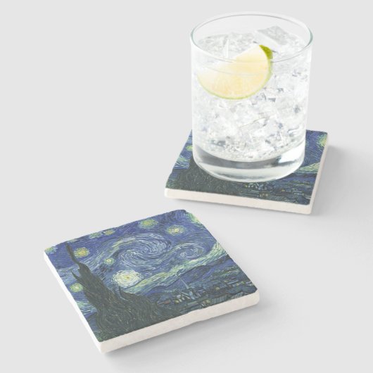 Dessous-de-verre En Pierre Starry Night Vincent van Gogh Art Peinture (Côté)
